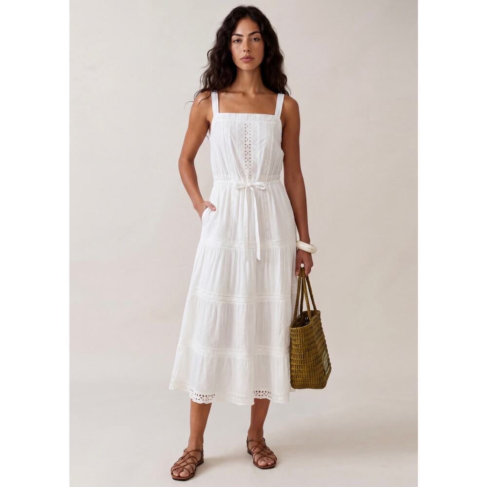 New sorella Camellia Cotton Dress white lace sz L $222 - Picture 3 of 8